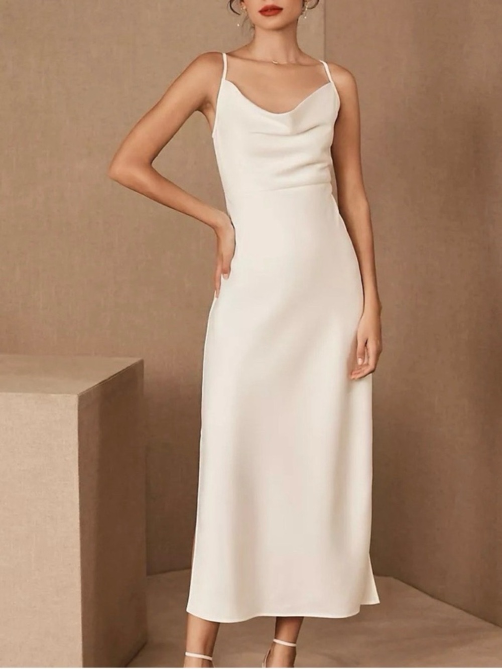 Sachin + Babi Cream Cowl-Neck Slip Dress